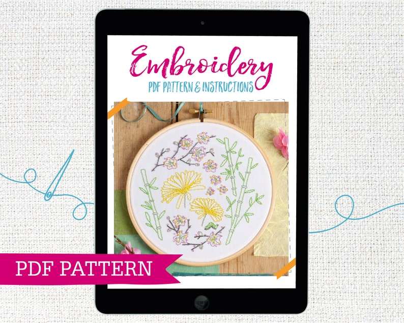 Instant Download Japanese Garden PDF Embroidery Pattern