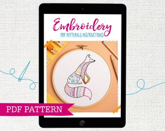 Little Fox Hand Embroidery PDF Pattern Instand Digital - Etsy Israel
