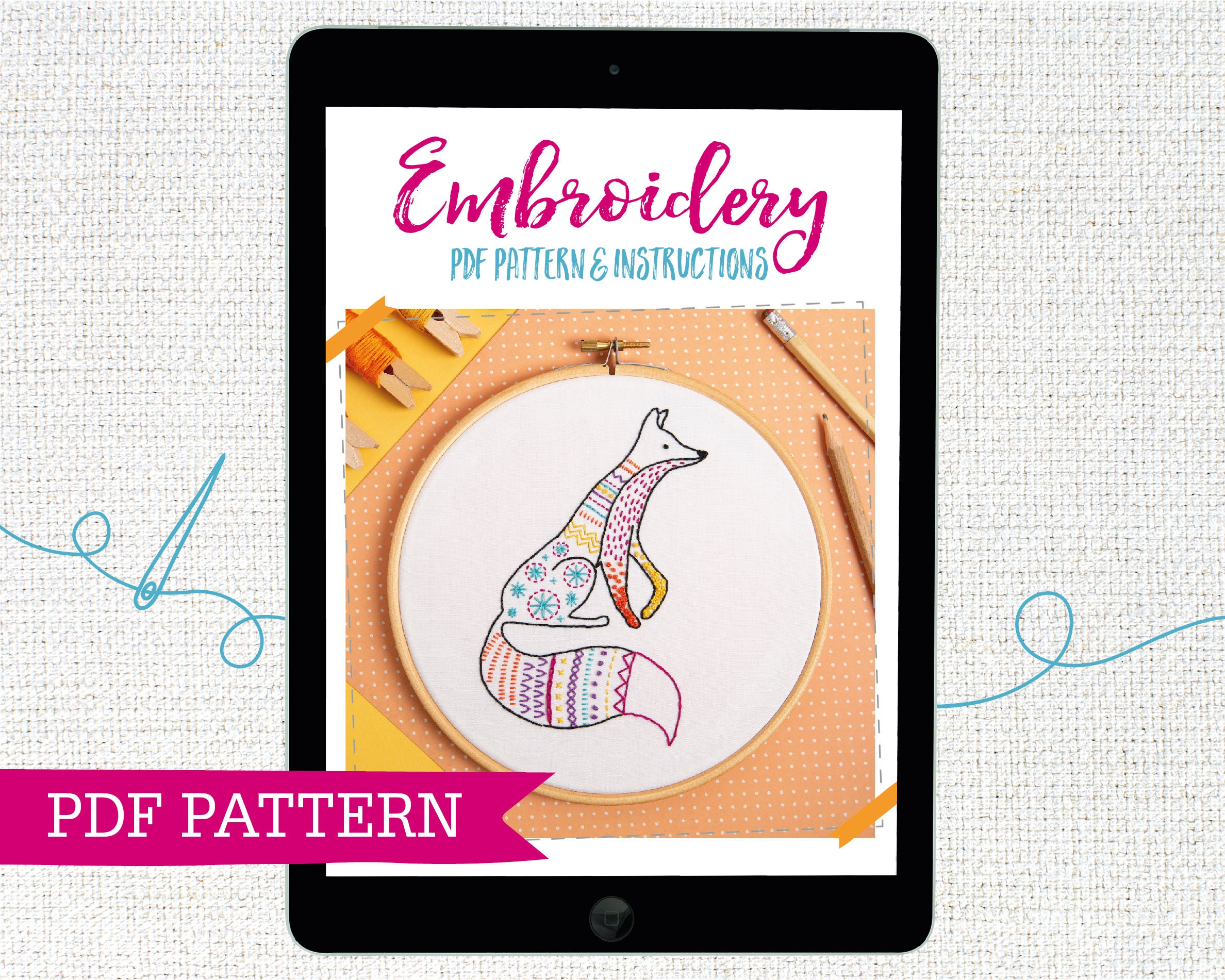 Fox PDF Embroidery Pattern - Instant Digital Download - Etsy