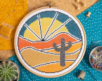 Desert Escape Cross Stitch Kit - Cross Stitch for Beginners - Landscape Cross Stitch Kit - Simple Cross Stitch - Beginner Cross Stitch