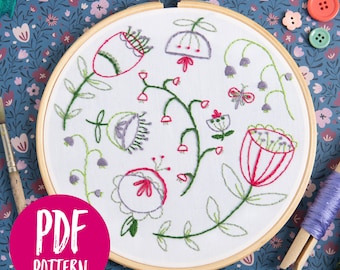 Folk Blossom PDF Embroidery Pattern - Instant Download