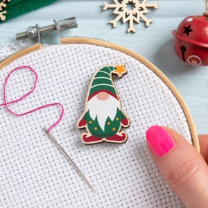 Christmas Gnome Magnetic Needle Minder - Festive Needle Minder - Gonk Needle Minder - Stocking Filler - Sewing Gift - Secret Santa Gift
