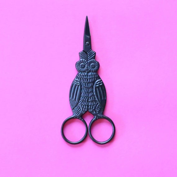 Cute Embroidery Scissors - Black Owl