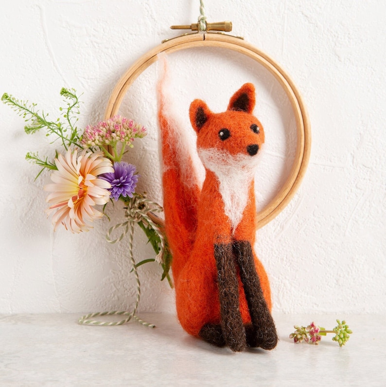 Fox Needle Felting Kit Needle Felting Kit for Beginners Needle Felted Fox Complete Needle Felting Kit Learn Needle Felting image 1