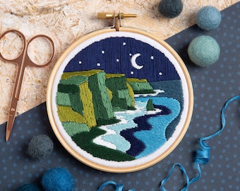 Celtic Cliffs Embroidery Kit : Beginner 4" / 10cm DIY Stitching Craft Set