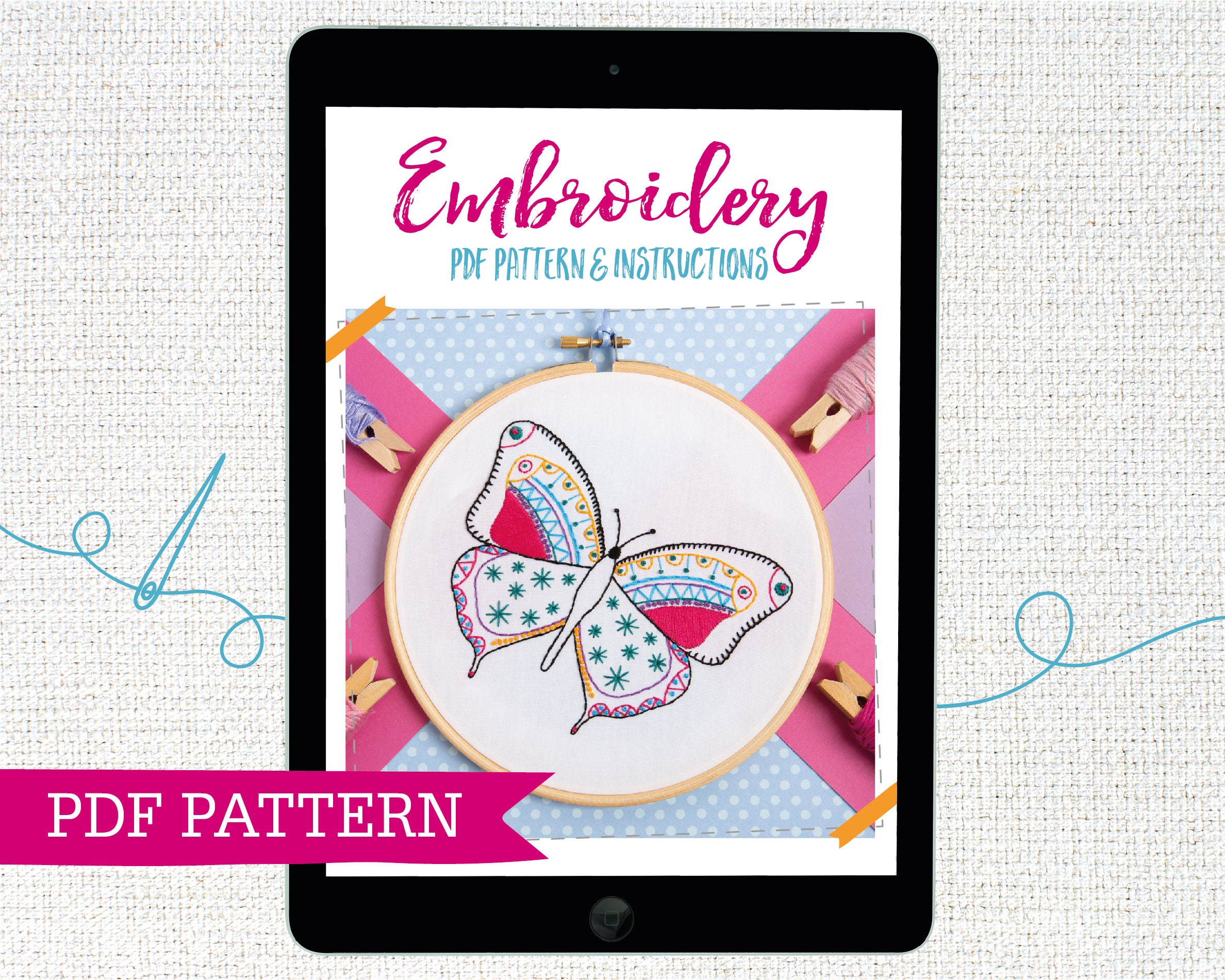 Butterfly PDF Embroidery Pattern Instant Download | Etsy