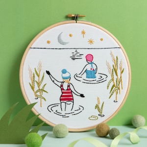 Wild Swimming Embroidery Kit - Lake and Sea Swimmers Design - Beginner Embroidery - Feminist Pattern - Gift for Wild Swimmer