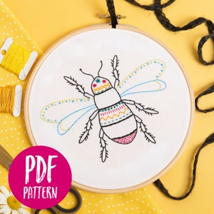 Bee PDF Embroidery Pattern - Instant Download