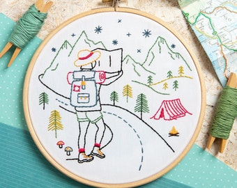 Hiking Embroidery Kit - Explore Embroidery Kit - Wonderful Women Embroidery - Beginners Embroidery - Feminist Embroidery Kit - Hoop Kit