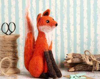 Fox Needle Felting Kit : Beginners DIY Craft Set with British Wool
