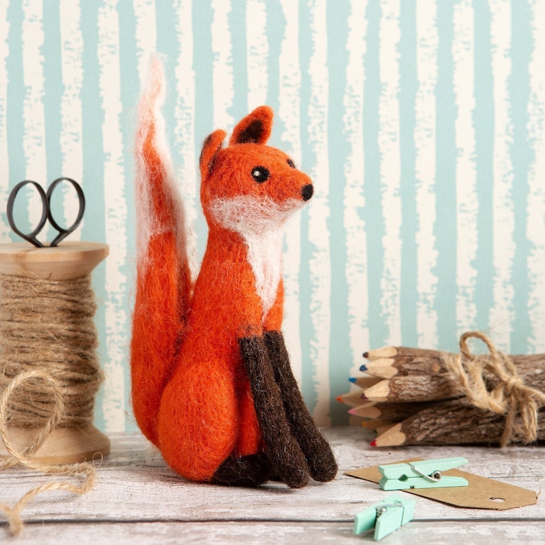 Fox Needle Felting Kit Needle Felting Kit for Beginners Needle Felted Fox Complete Needle Felting Kit Learn Needle Felting image 3