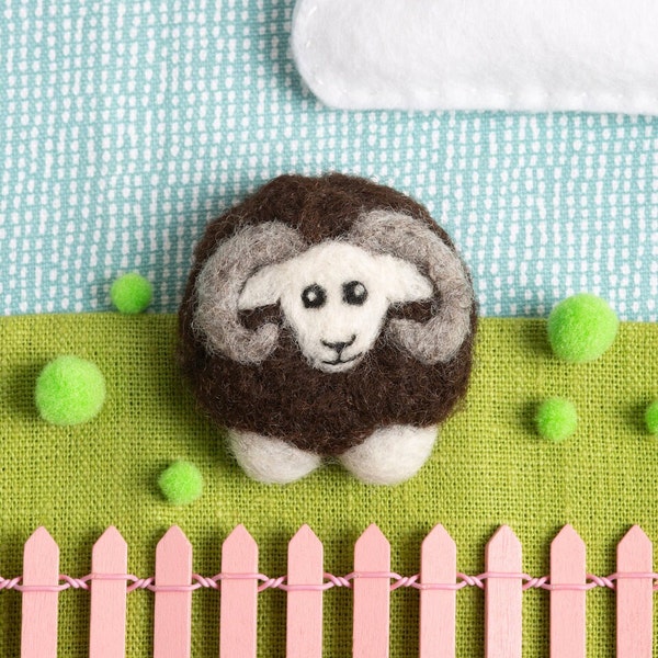 Black Sheep Brooch Needle Felting Kit - Mini Needle Felting Kit - Needle Felted Sheep - British Wool - Easy Needle Felting Kit - Craft Kit