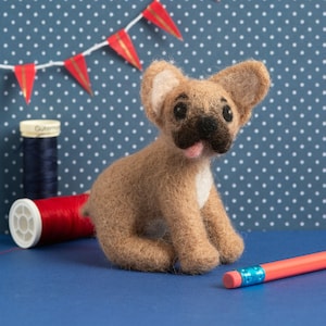 French Bulldog Needle Felting Kit - Small Beginners DIY Craft Set - Gift for Dog Lover - British Wool - Cute Dog - Learn to Needle Felt