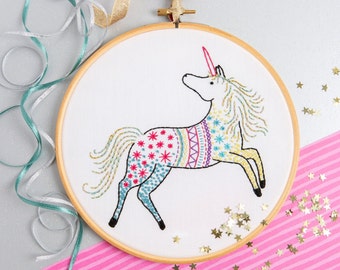 Unicorn Embroidery Kit - Embroidery Kit for Beginners - Nursery Craft Kit - Unicorn Craft Kit - Modern Embroidery Kit - Embroidery Hoop Kit