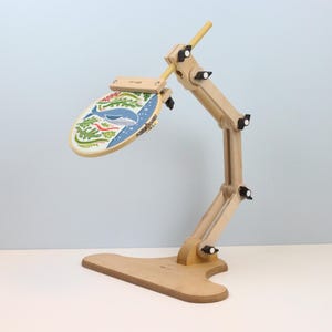 Nurge Adjustable Embroidery Hoop Stand - Wooden Seat Stand - Sit-on Embroidery Frame - Tool for Stitching and Cross Stitch - Nurge