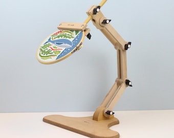 Nurge Adjustable Embroidery Hoop Stand : Wooden Seat or Table Embroidery Frame