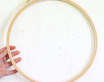 Wooden Embroidery Hoop 12"  / 30cm Large Embroidery Ring with Brass Screw