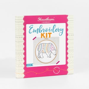 Bear Embroidery Kit Embroidery Kit for Beginners Embroidery Sampler Kit Easy Embroidery Kit Embroidered Bear Pattern Hoop Kit image 2