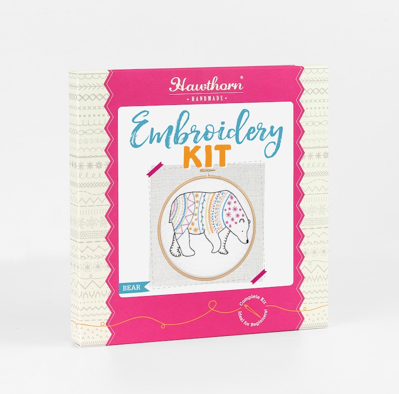 Bear Embroidery Kit Embroidery Kit for Beginners Embroidery Sampler Kit Easy Embroidery Kit Embroidered Bear Pattern Hoop Kit image 2