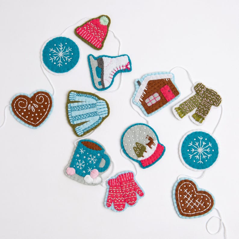Winter Garland Felt Craft Kit Applique Craft Set for Beginners