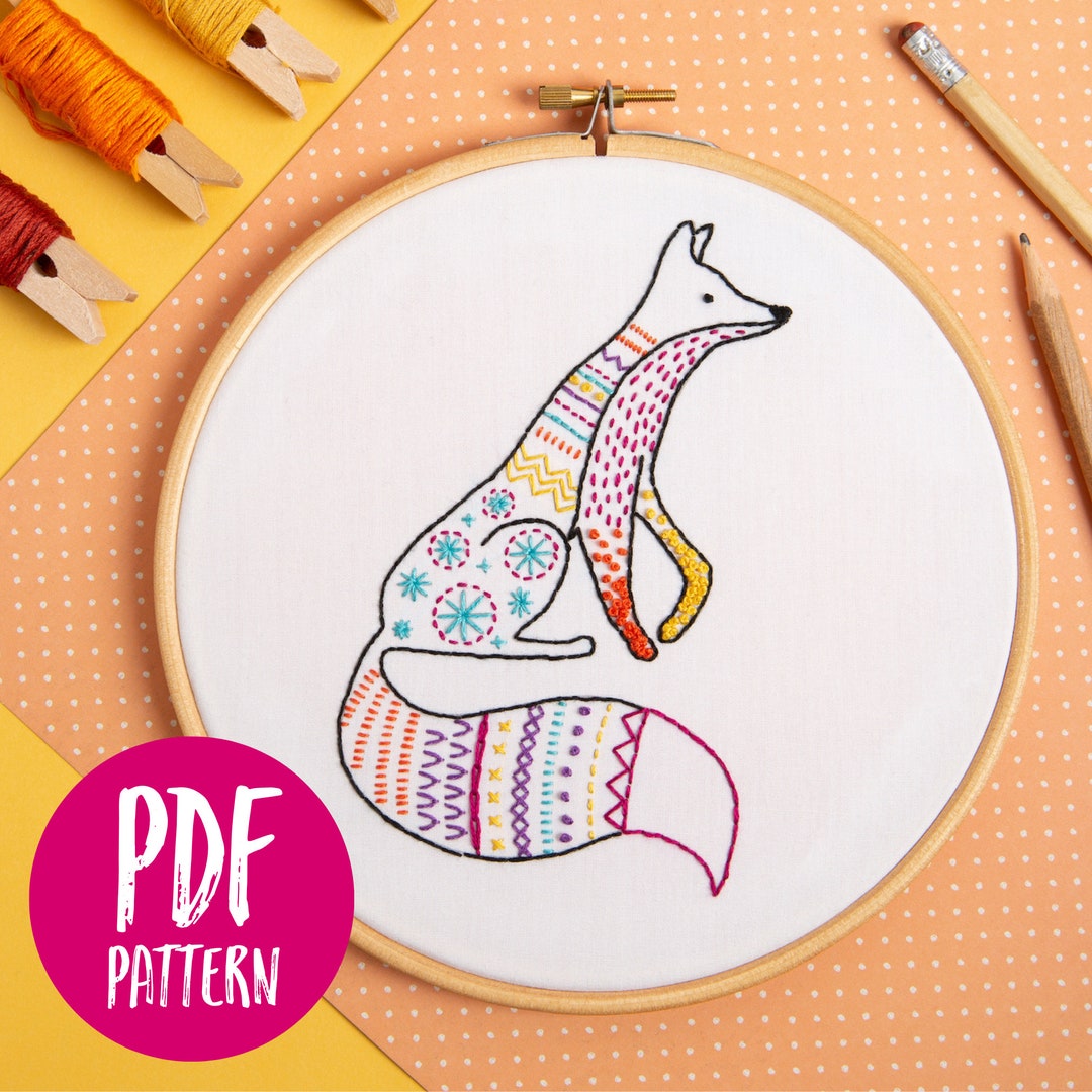 Fox PDF Embroidery Pattern - Instant Digital Download - Etsy
