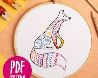 Fox PDF Embroidery Pattern - Instant Digital Download