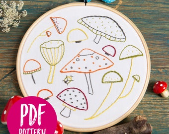 Marvellous Mushrooms PDF Embroidery Pattern - Instant Digital Download