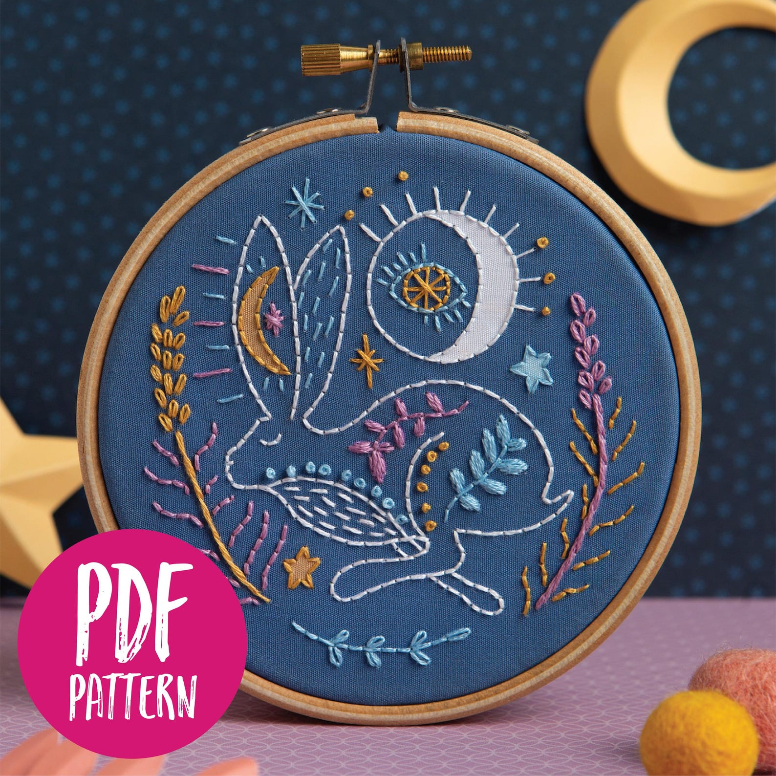 Celestial Hare PDF Embroidery Pattern - Instant Digital Download - Etsy