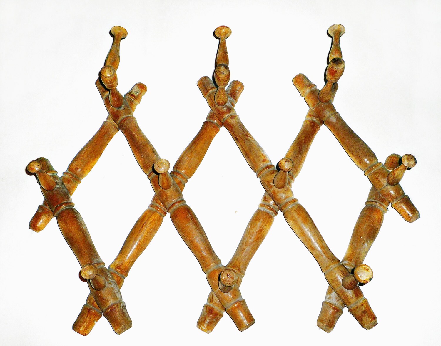 Vintage Wooden Wall Hanger Accordion Wall Rack Old Peg Rack Etsy