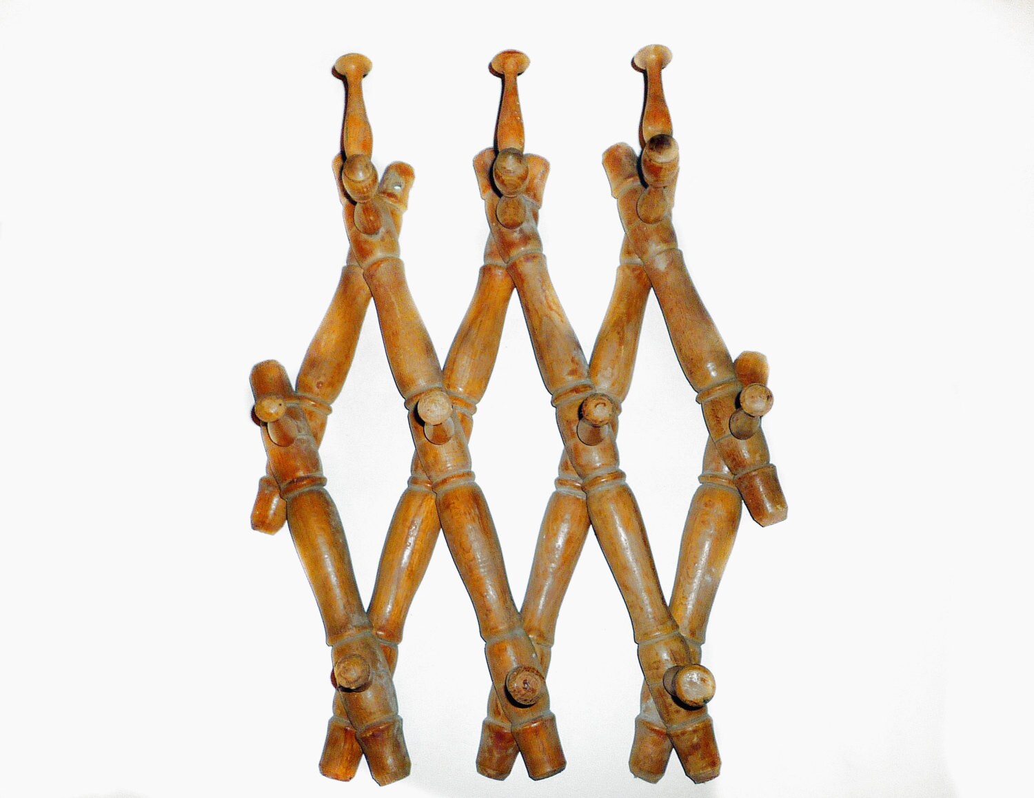 Vintage Wooden Wall Hanger Accordion Wall Rack Old Peg Rack Etsy