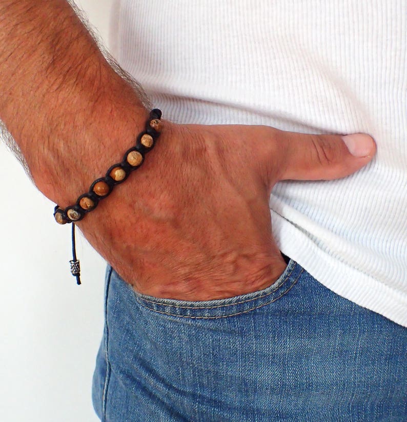 Jasper Bracelet Men Mens Bracelet Jasper Men Beaded Etsy