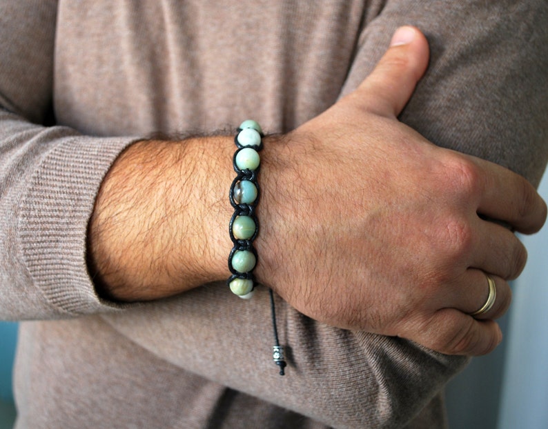 Mens Bracelet Amazonite Bracelet Beaded Bracelet for Him Etsy