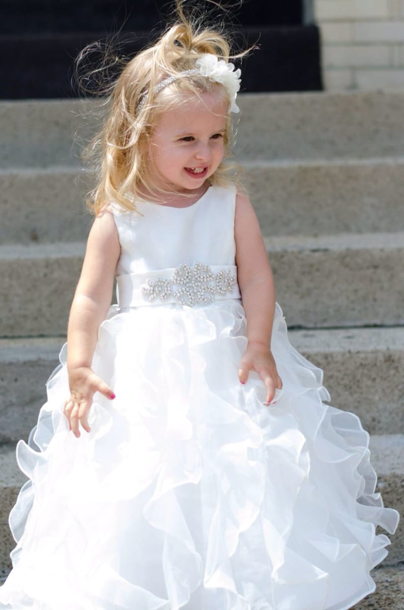 White Headband White Flower Girl Headband Pearl Headband White Baptism Headband Christening Headband Baptism Headband Beaded Headband
