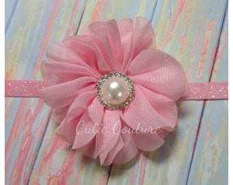 Pink Headband, Pink newborn Headband, pink flower Headband, pink Flower Girl Headband, Pink Hair Clip, Birthday Headband,Valentine's day