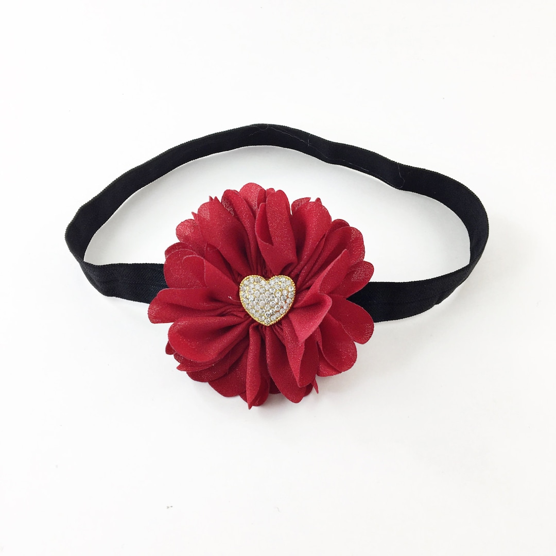 Red Headband, Red and Black Headband, Valentine's Day Headband, Heart