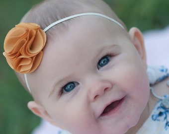Mustard Yellow Headband, yellow headband, Yellow Flower Girl Headband, Yellow Infant Headband, Yellow  Flower Headband, birthday headband