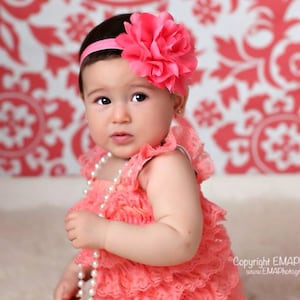 coral baby headband, coral headband, coral birthday headband, coral flower girl headband, summer headband, coral clip, coral baby headband
