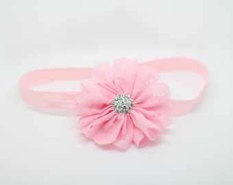 Pink Headband, pink Flower Girl Headband, pink baby Headband, pink Flower Headband, Pink birthday headband, valentine's day headband
