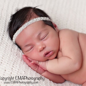Baby Headband, Baptism Headband, Christening Headband, Flower Girl Headband, Pearl and Beaded Headband, communion headband, baby baptism