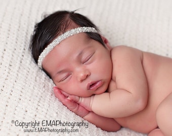 Baby Headband, Baptism Headband, Christening Headband, Flower Girl Headband, Pearl and Beaded Headband, communion headband, baby baptism