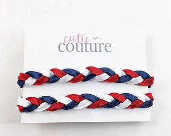 red braided headband, 4th of July headband, forth of july headband, Navy Headband, blue headband, memorial day headband, red headband