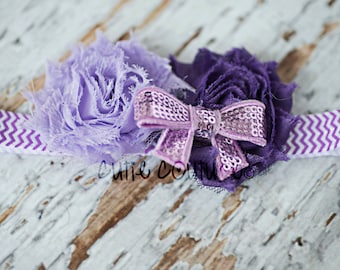 Lavender and Purple Headband, Purple Headband, Purple Flower Headband, Lavender Headband, Purple Birthday Headband, Shabby Headband