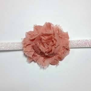 Peach Headband, Salmon Headband, Shabby Headband, Flower Headband, Glitter Headband, peach Flower headband, birthday headband, peach clip
