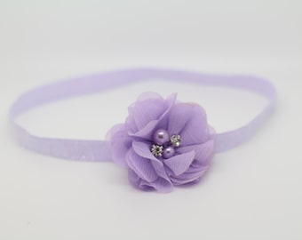 Lavender Headband, Purple Headband, Lavender Flower Headband, purple baby headband, lavender birthday headband, purple flower clip