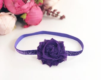 Purple Shabby Headband, Purple Headband, Shabby Headband, Purple Baby Headband, purple flower headband, purple birthday headband