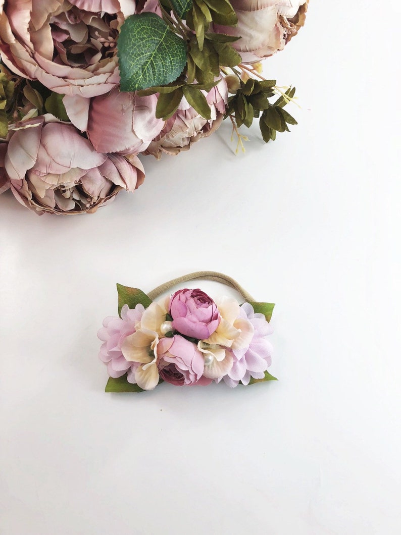 pink newborn photo prop Pink Headband Couture Headband Pink Newborn headband pink flower girl headband pink flower headband