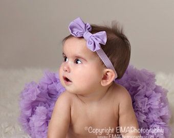 Lavender Bow Headband, Purple Messy Bow headband, Fabric Bow headband, purple Flower Girl Headband, Purple birthday headband, purple clip