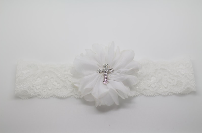 White Baptism Headband Baptism Headband Christening Etsy