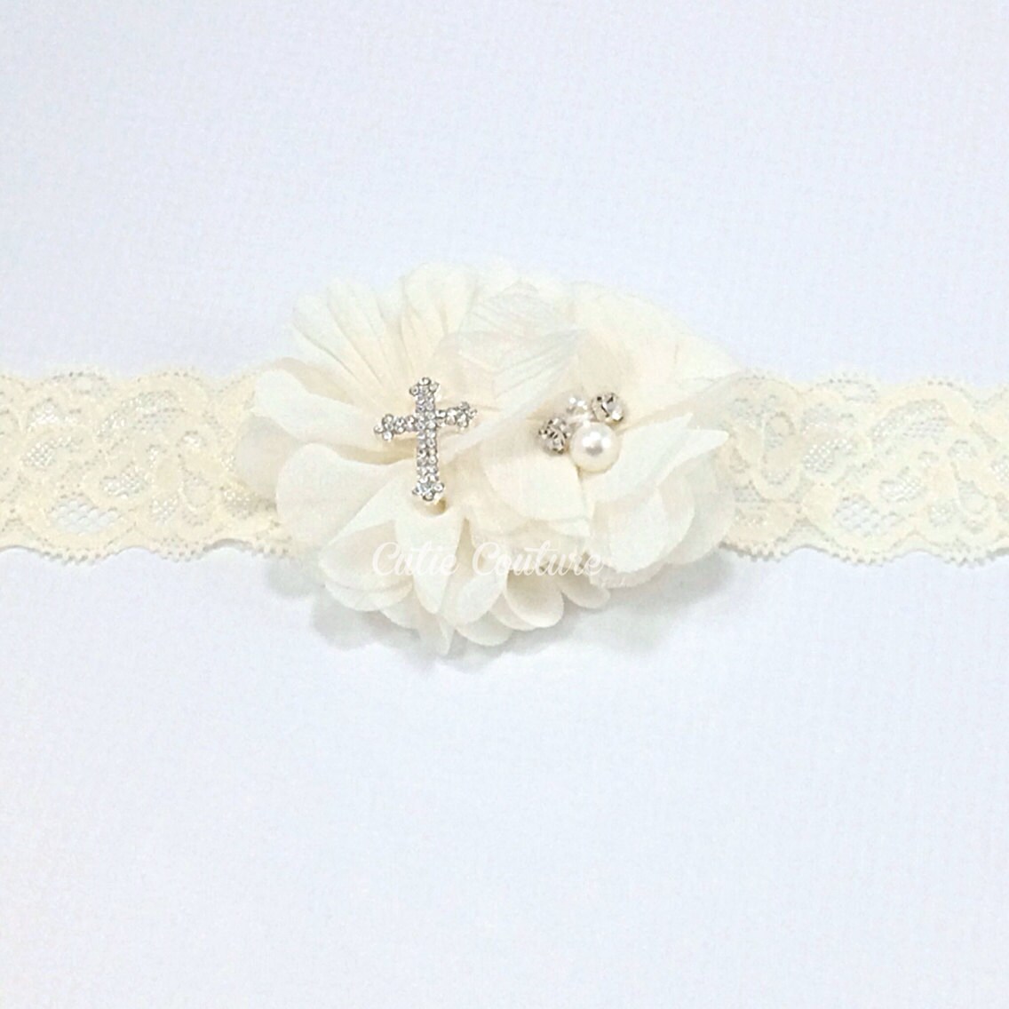 Ivory Baptism Headband Ivory Headband Baptism Headband Etsy