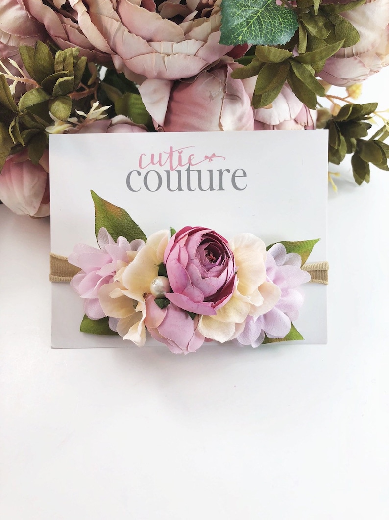 pink newborn photo prop Pink Headband Couture Headband Pink Newborn headband pink flower girl headband pink flower headband